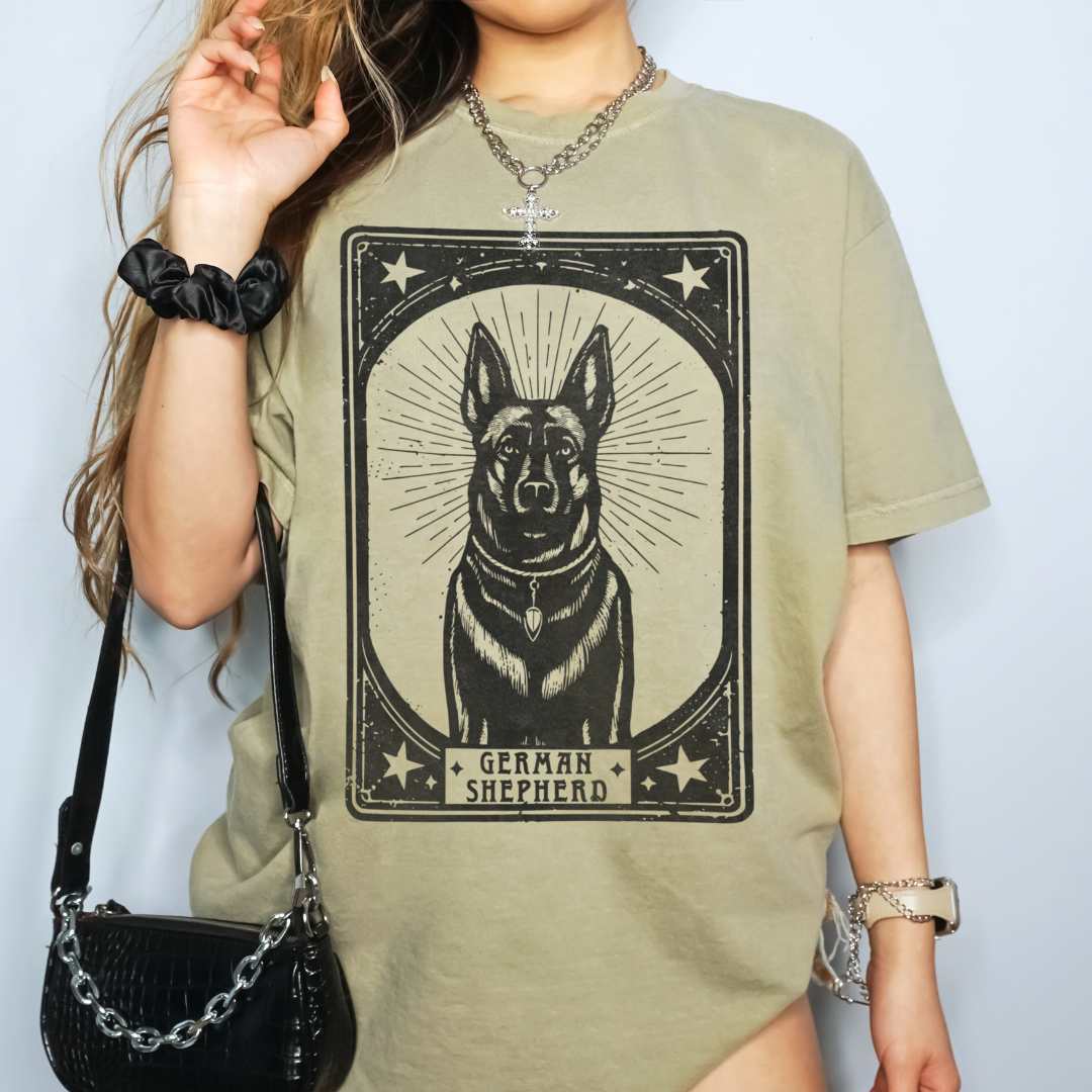 German Shepherd Linocut Tarot Tee