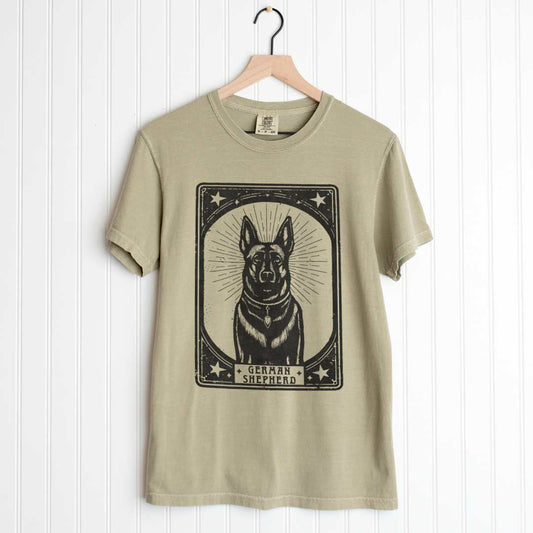 German Shepherd Linocut Tarot Tee